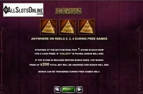 Paytable 2. The Pyramid of Ramesses (Playtech) from Playtech