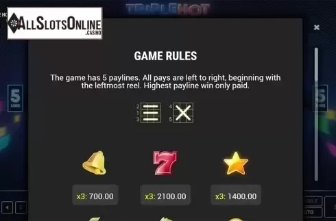 Paytable 2. Triple Hot	 from Fazi
