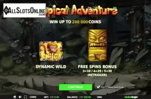 Screen 1. Tropical Adventure from StakeLogic