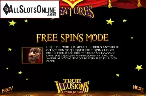 Paytable 3. True Illusions from Betsoft