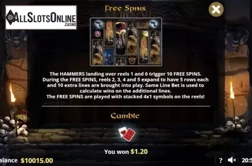 Paytable 4. Valhôll Hall of The Slain from Lady Luck Games