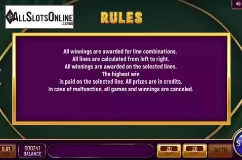 Game Rules screen