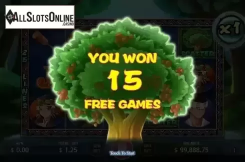Free Spins screen