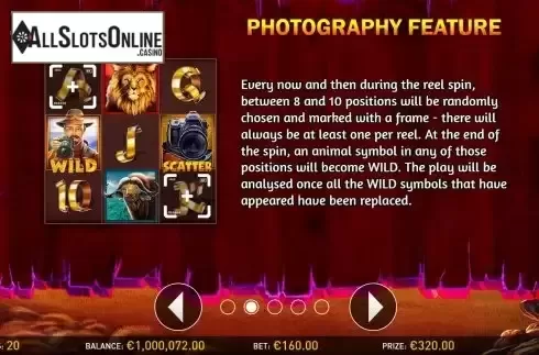 Photography feature screen