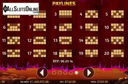 Paylines screen