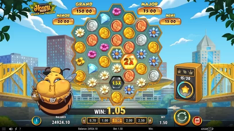 Honey Rush Black and Yellow slot screenshot 