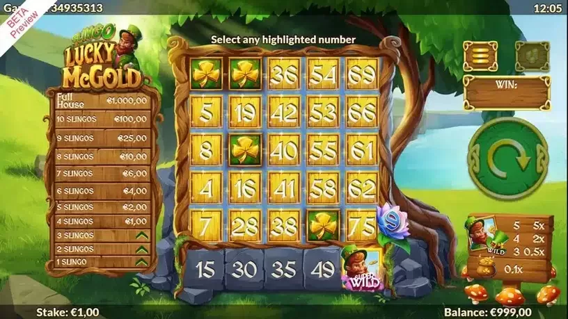 Slingo Lucky McGold slot screenshot 2