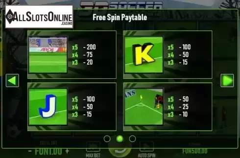 Pay Table screen 2