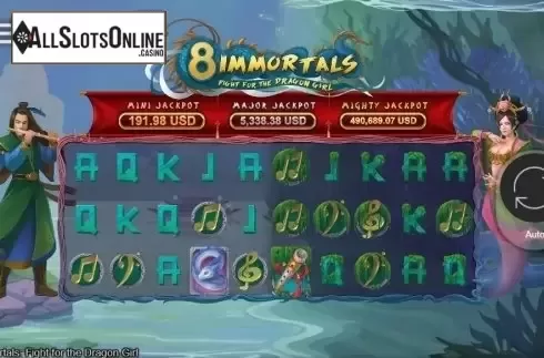 Reel Screen. 8 Immortals Fight For The Dragon Girl from bet365 Software