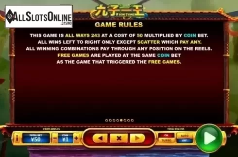 Paytable 5. 9 Sons, 1 King from Skywind Group
