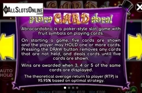 Paytable 1. Abracardabra from Betdigital