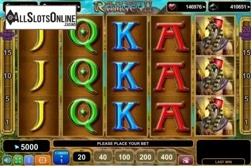 Reels screen. Almighty Ramses II from EGT