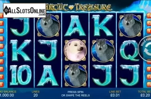Game Workflow screen. Arctic Treasure from Playtech