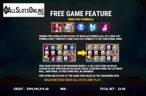 Features screen. Big Win Magic from Slot Factory