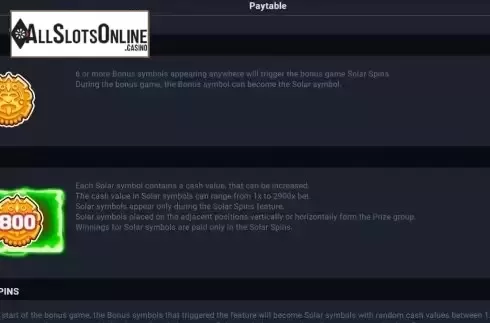 Game Features screen