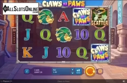 Game Workflow screen. Claws vs Paws from Playson