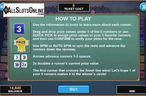 Game Rules. Derby Run from IGT