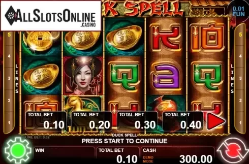Reel screen. Duck Spell from Casino Technology