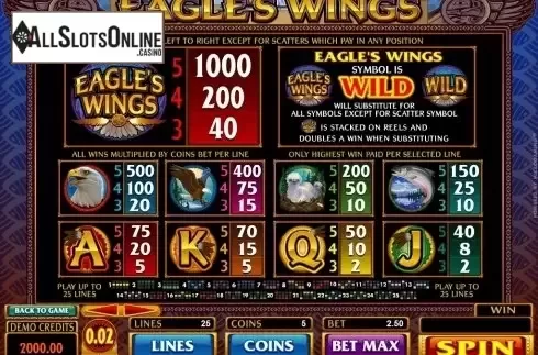 Screen3. Eagle's Wings from Microgaming