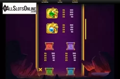 Paytable 2. Flexing Dragons from OneTouch