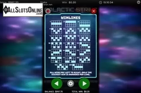 Paylines. Galactic Strike from CORE Gaming