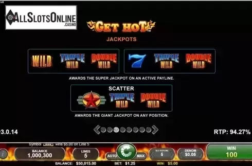 Jackpots screen