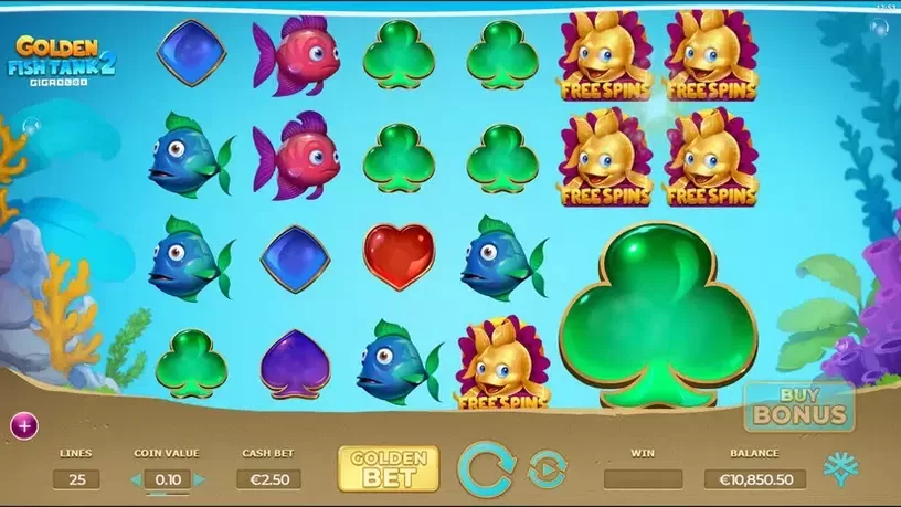 Golden Fish Tank 2 Gigablox slot screenshot 3