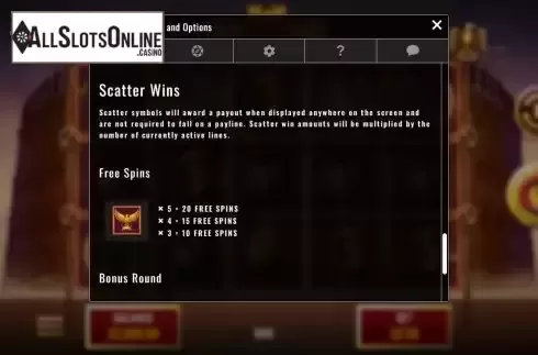 Free Spins screen