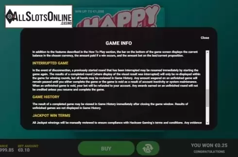 Info 3. Happy Scratch from Hacksaw Gaming