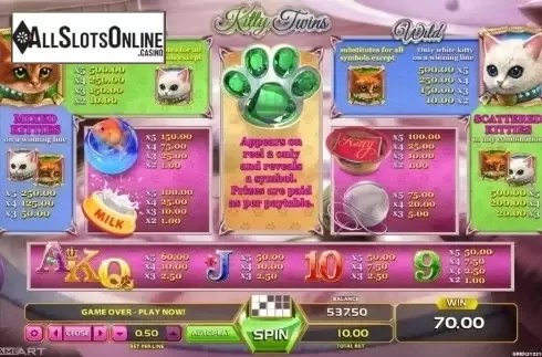 Paytable 1. Kitty Twins from GameArt