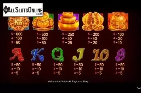 Paytable. Lucky Bats from CQ9Gaming