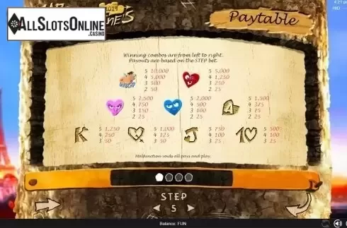 Paytable . Mad 4 Valentine's from Espresso Games