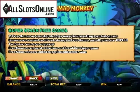 Paytable 3. Mad Mad Monkey from NextGen