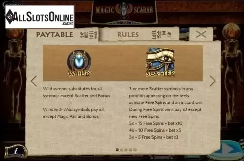 Paytable 1. Magic Scarab Reveal from Game360