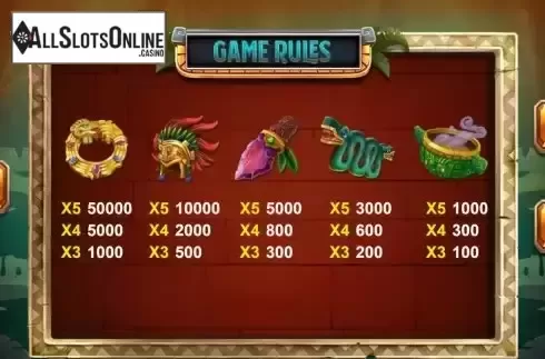 Paytable screen