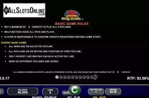 Game Feature screen