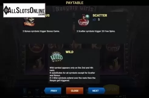 Paytable 2. Naughty Girls Cabaret from Evoplay Entertainment