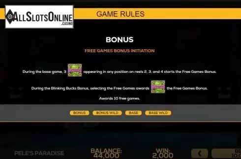Game Rules 1. Pele's Paradise from High 5 Games