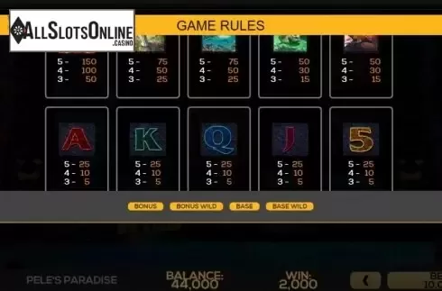 Game Rules 3. Pele's Paradise from High 5 Games