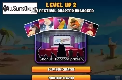Level up screen. Pets Go Wild from Skillzzgaming