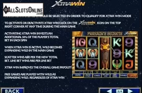 Paytable 3. Pharaoh's Secrets from Playtech