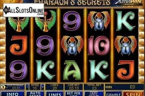 Reels screen. Pharaoh's Secrets from Playtech
