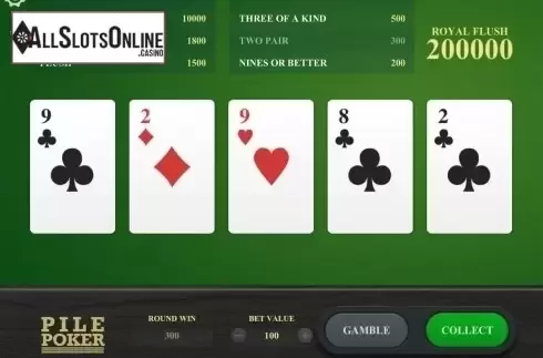Two pair screen. Pile Poker from Relax Gaming