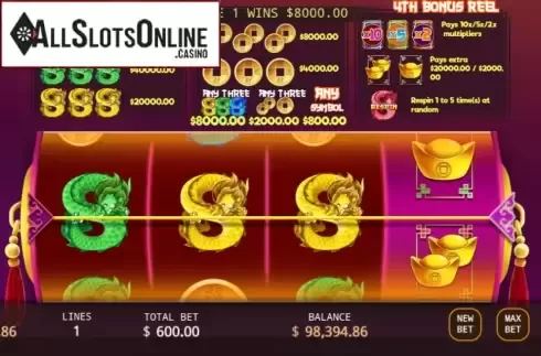 Play Screen. Quadruple Dragons from KA Gaming