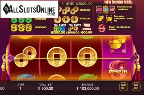 Play Screen. Quadruple Dragons from KA Gaming