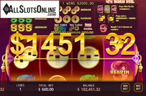 Win Screen. Quadruple Dragons from KA Gaming