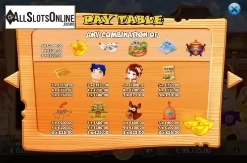 Paytable. Rich Squire from KA Gaming