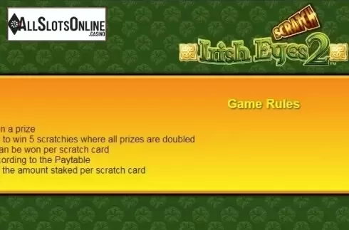 Paytable 1. Scratch Irish Eyes 2 from NextGen