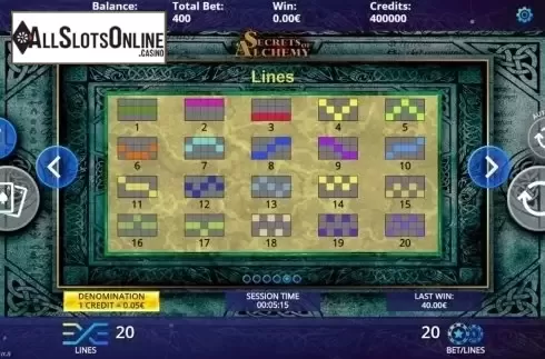 Paylines. Secrets of Alchemy (DLV) from DLV