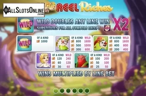 Paytable. Slingo Reel Riches from Slingo Originals